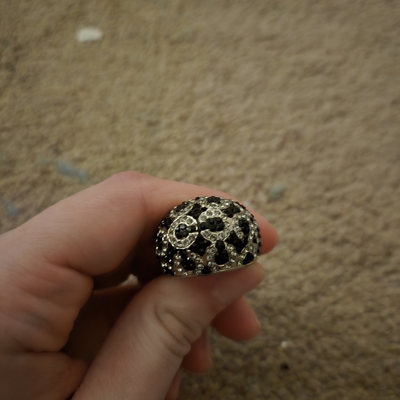 Coach Black And Silver W/rhinestones Ring - Picture 2 of 5
